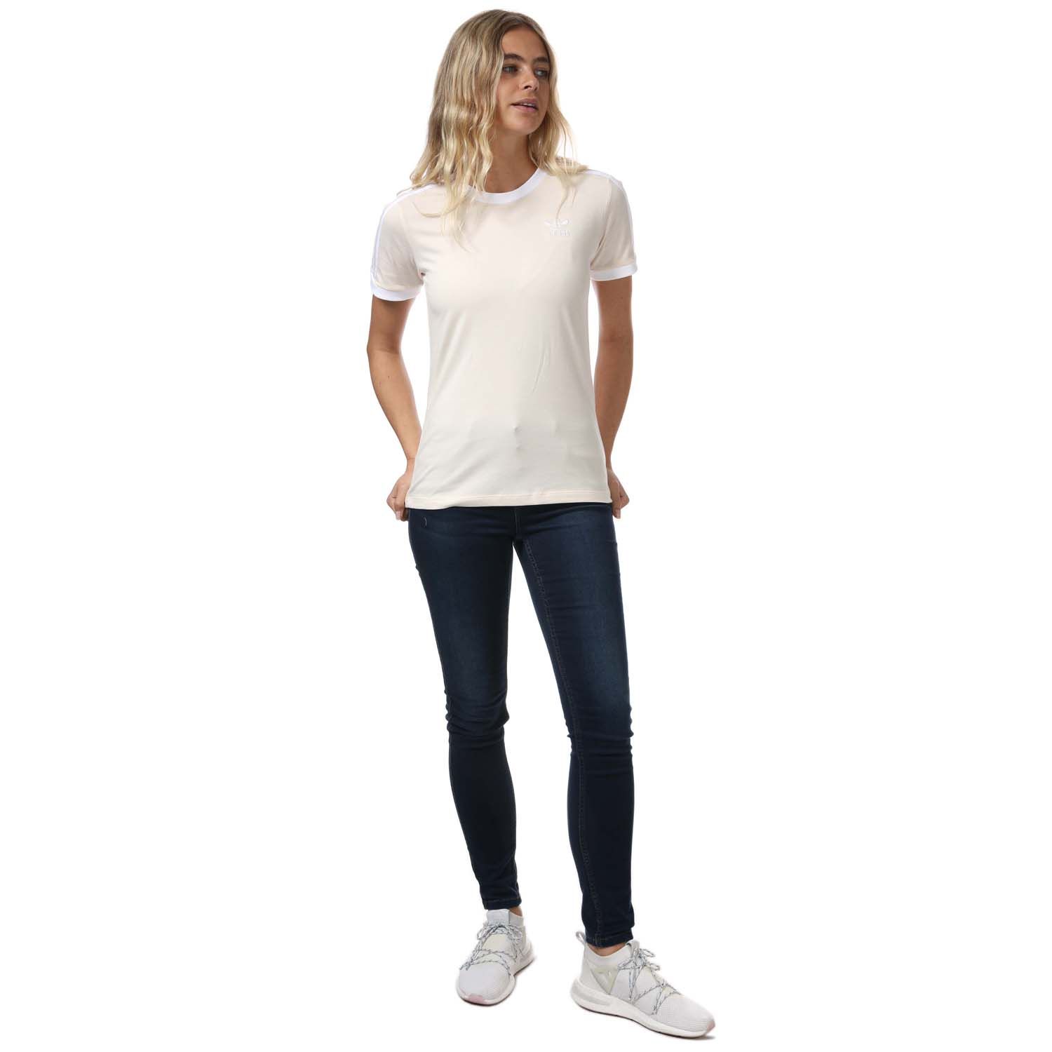 Off White adidas Originals Womens Adicolor Classics 3-Stripes T-Shirt ...