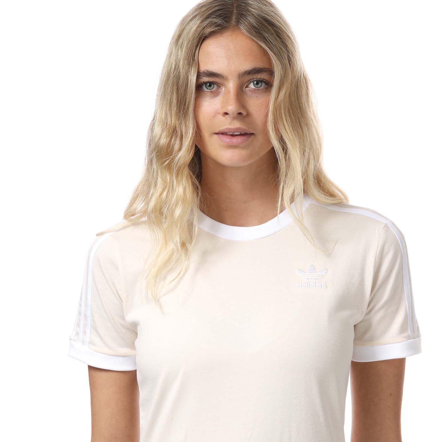 Off White adidas Originals Womens Adicolor Classics 3-Stripes T-Shirt ...
