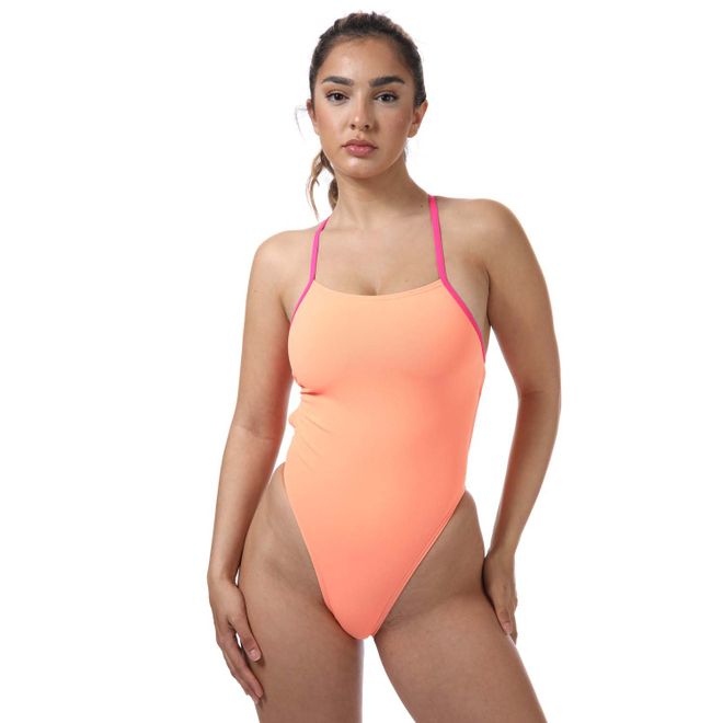 Womens Solid Tie-Back Swimsuit