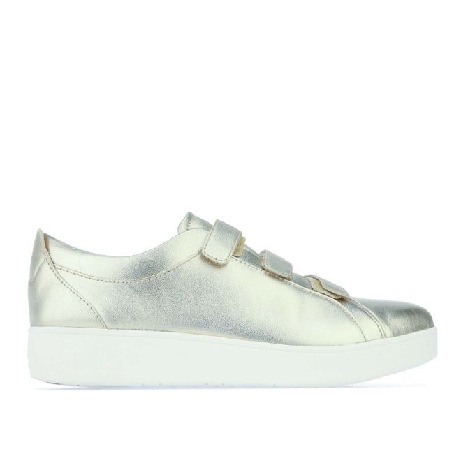 Womens Rally Strap Metallic Leather Trainers