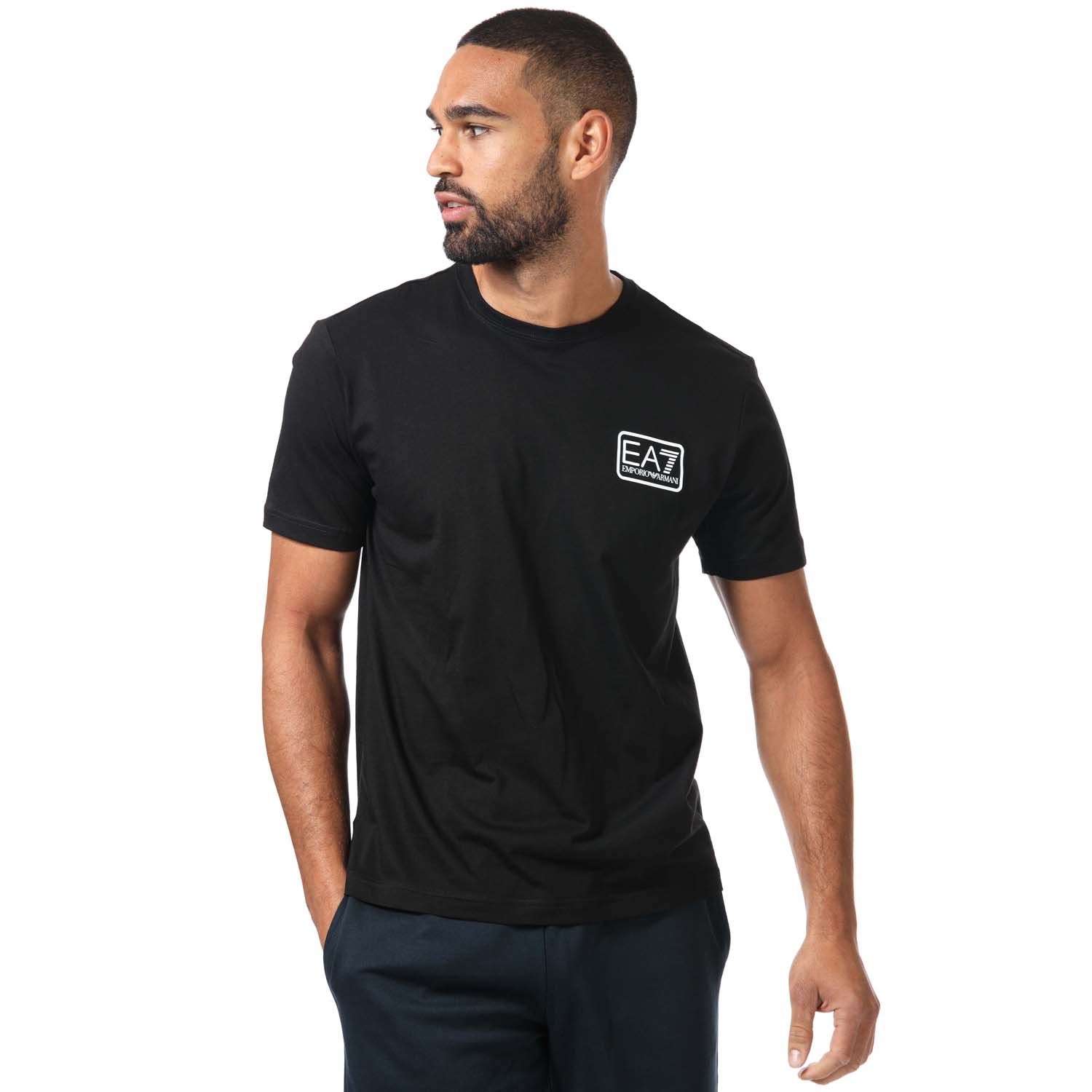Black Emporio Armani EA7 Mens Core ID Pima Cotton T-Shirt - Get The Label