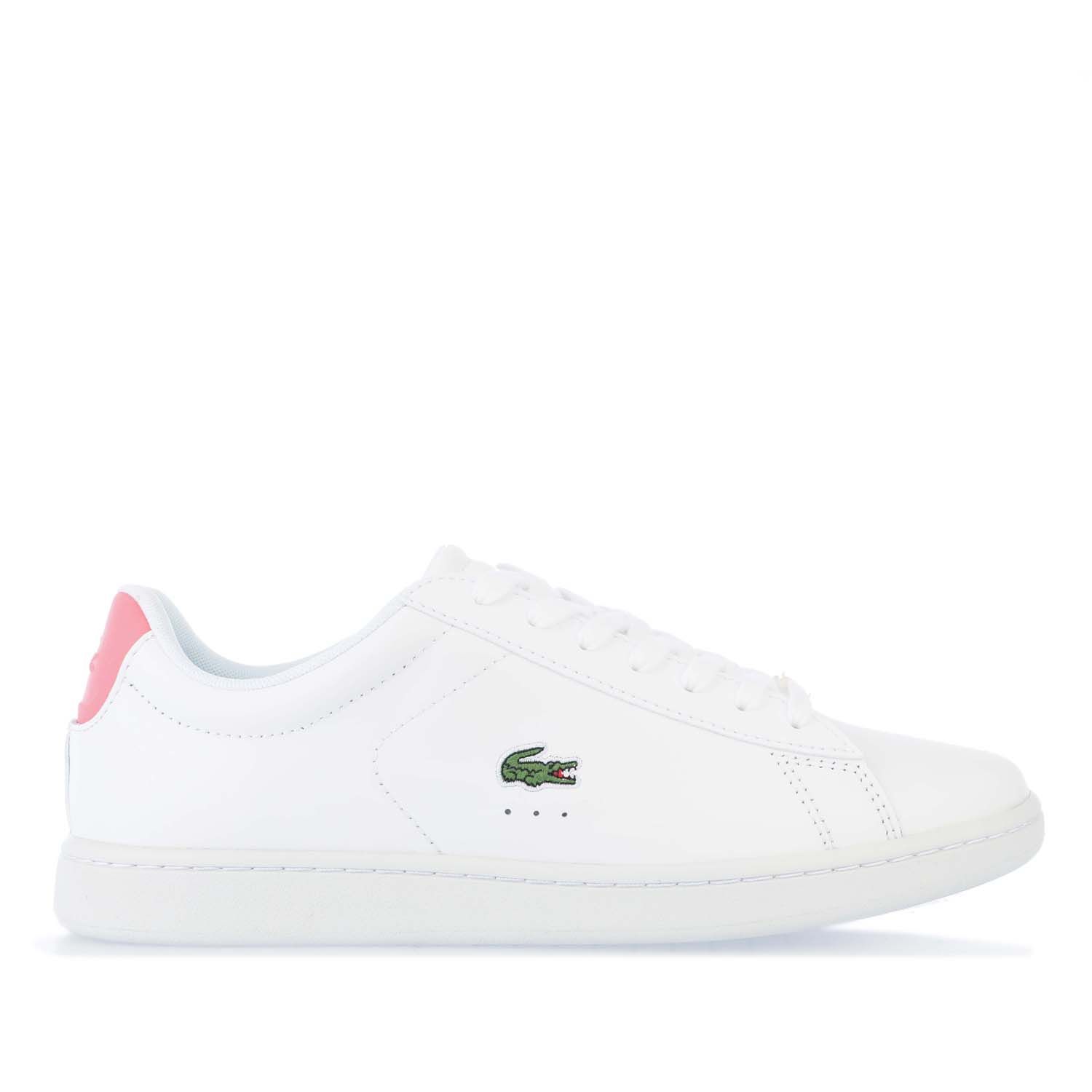 Dele Bliv oppe hjemmelevering White pink Lacoste Womens Carnaby Evo Trainers - Get The Label