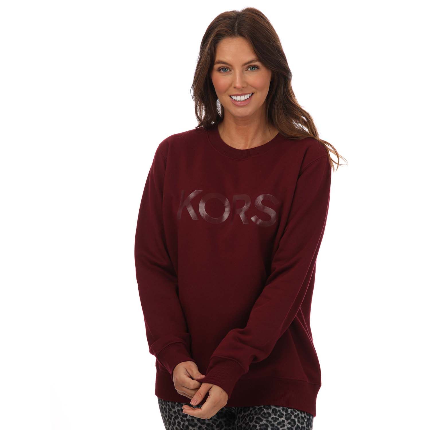 Burgundy Michael Kors Womens Logo Organic Cotton Blend Sweatshirt - Get The  Label
