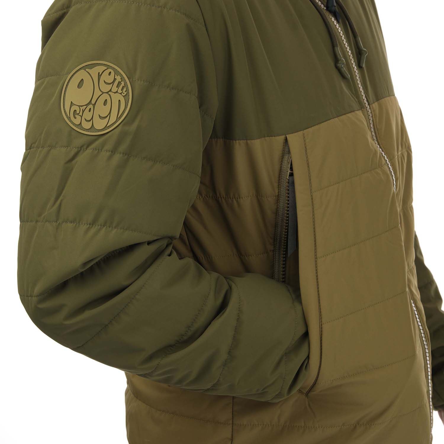 Khaki Pretty Green Pretty Green Tilby Quilted Colour Block Jacket - Get ...