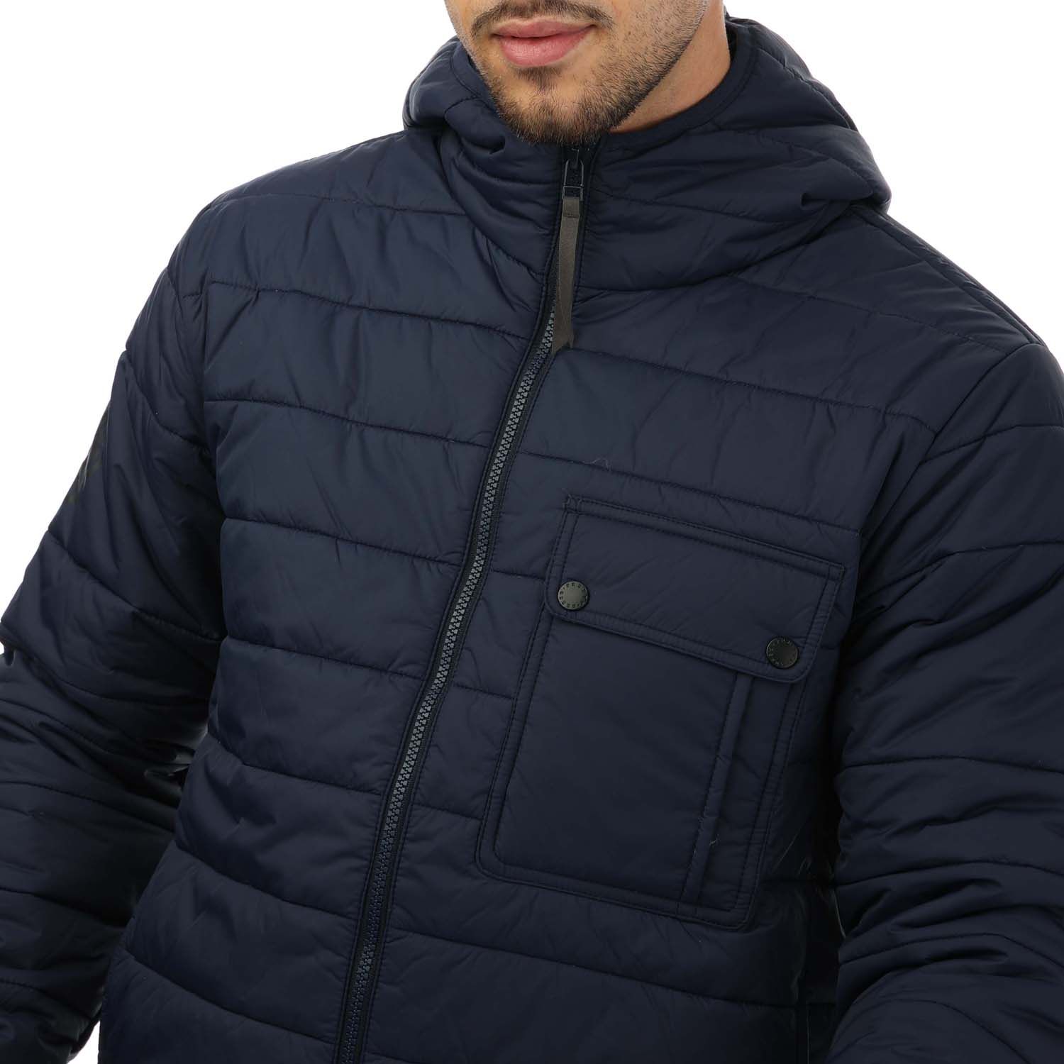 Navy Pretty Green Pretty Green Donlan Quilted Nylon Jacket - Get The Label
