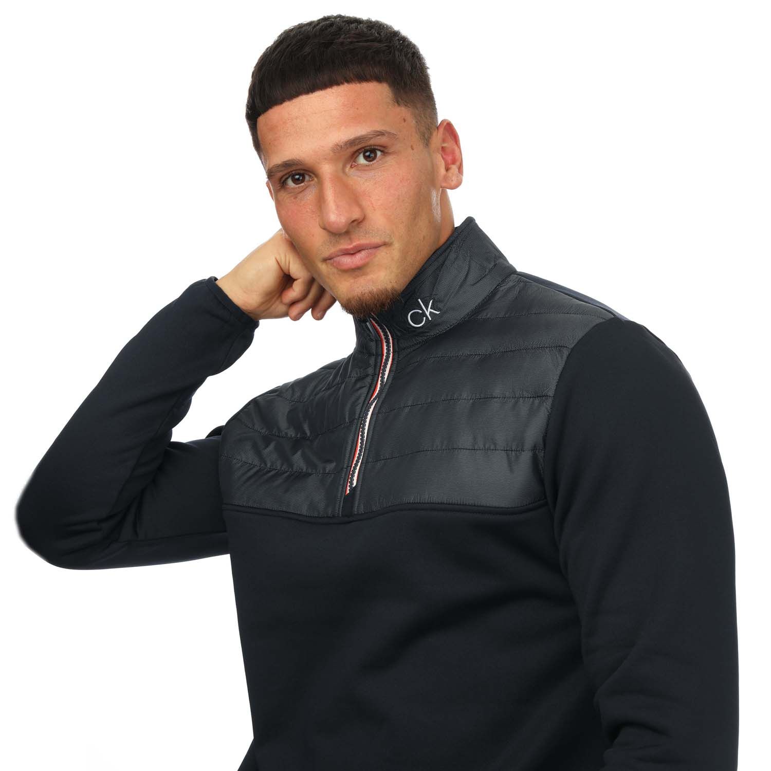 Navy Calvin Klein Mens Quilted Thermal 1/4 Zip Top - Get The Label