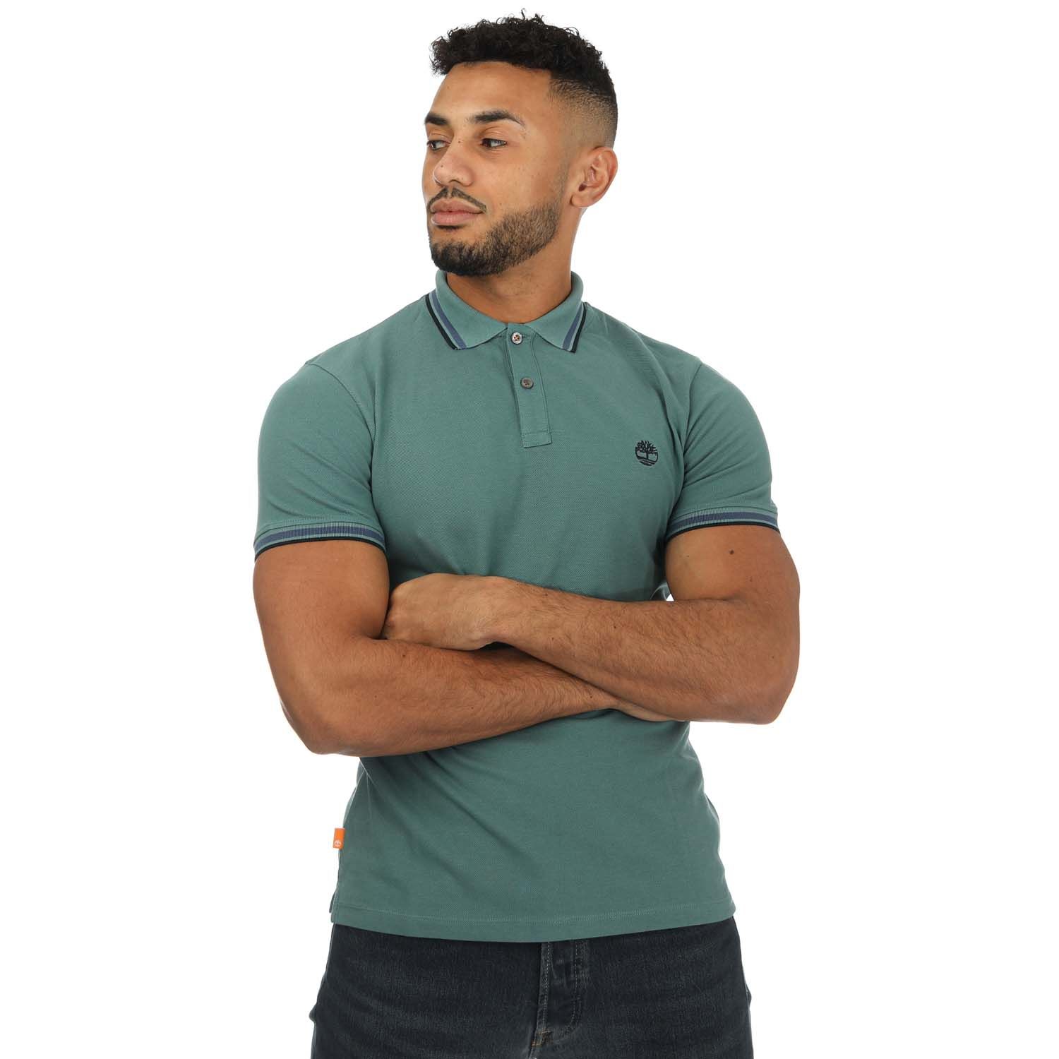 împiedica pneumonie coastă  Green Timberland Mens Millers River Tipped Polo Shirt - Get The Label