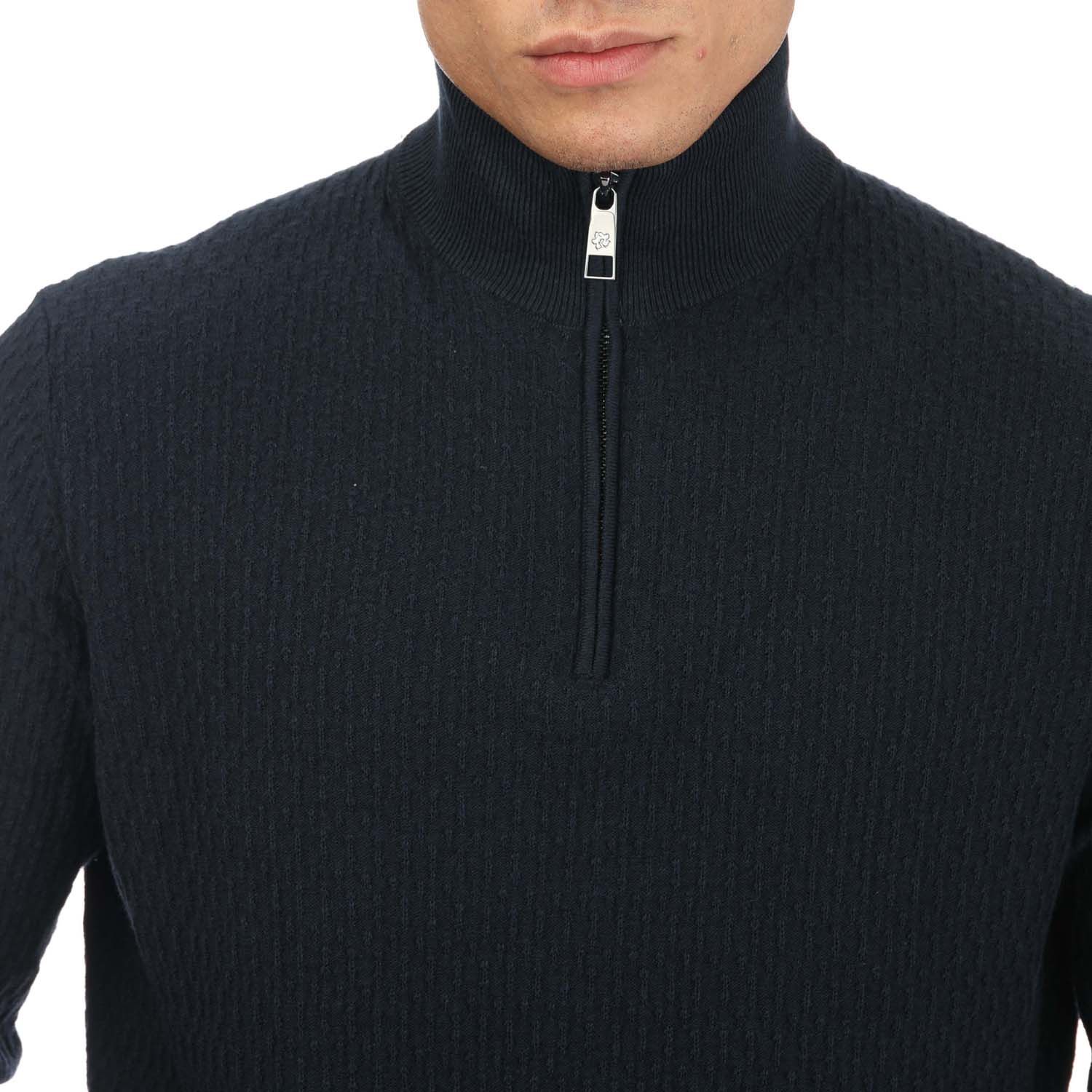 Navy Ted Baker Mens Martenn Knitted Half Zip Sweatshirt - Get The Label