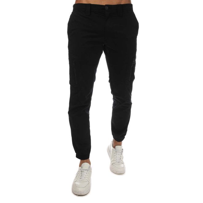 Black Calvin Klein Mens Skinny Washed Cargo Pants - Get The Label