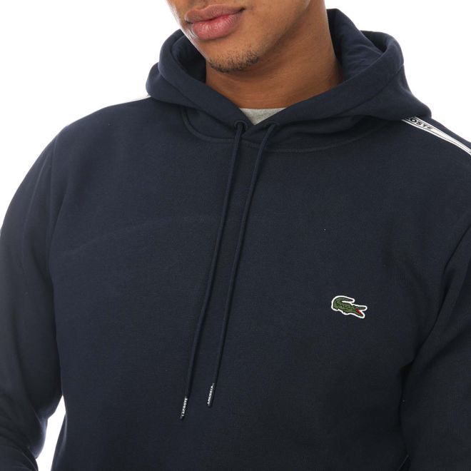 Navy Lacoste Mens Tape Hoody - Get The Label