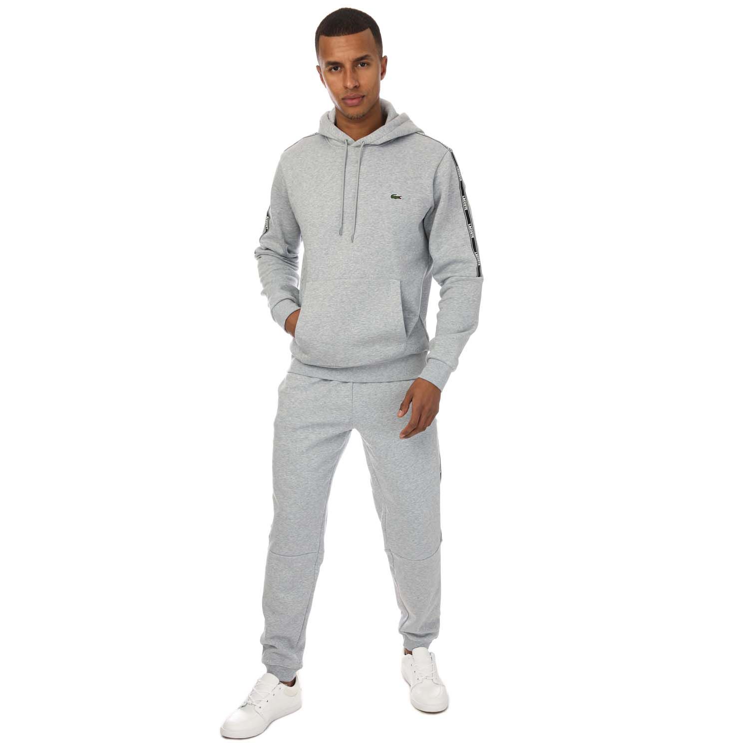 Grey Marl Lacoste Mens Tape Hoody - Get The Label