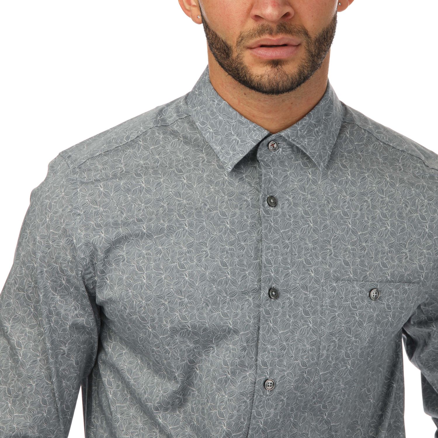 Grey Ted Baker Mens Floden All Over Floral Printed Shirt - Get The Label