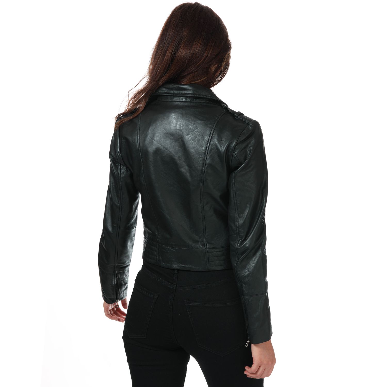 Black Elle Womens Armin Leather Jacket - Get The Label