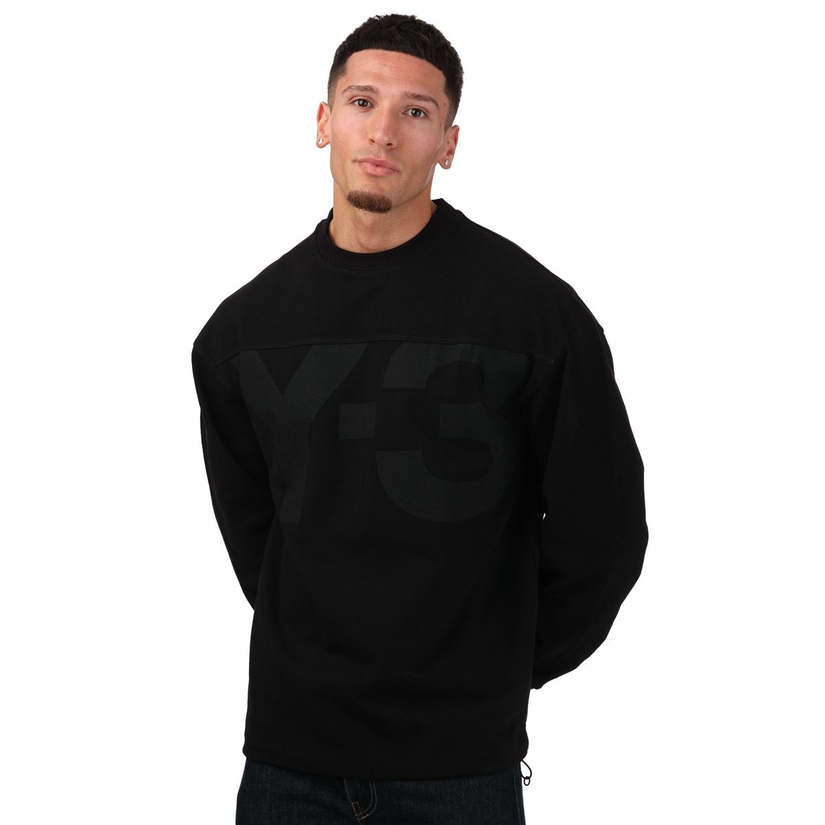Black Y-3 Mens Classic Heavy Pique Crew Sweatshirt - Get The Label