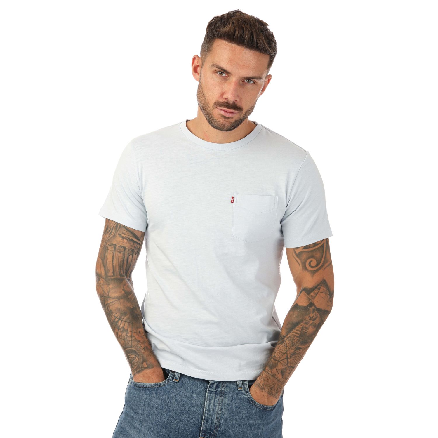 Light Blue Levis Mens Classic Pocket T-Shirt - Get The Label