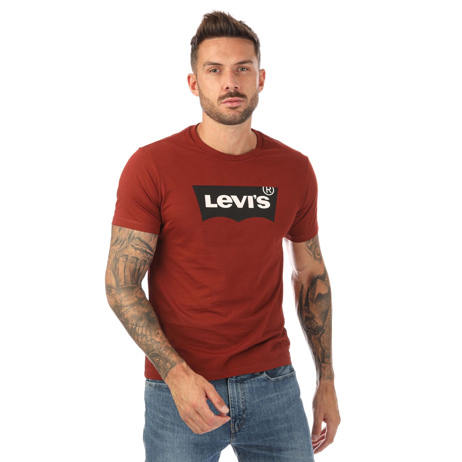 Burgundy Levis Mens LSE Graphic Crew Neck T-Shirt - Get The Label