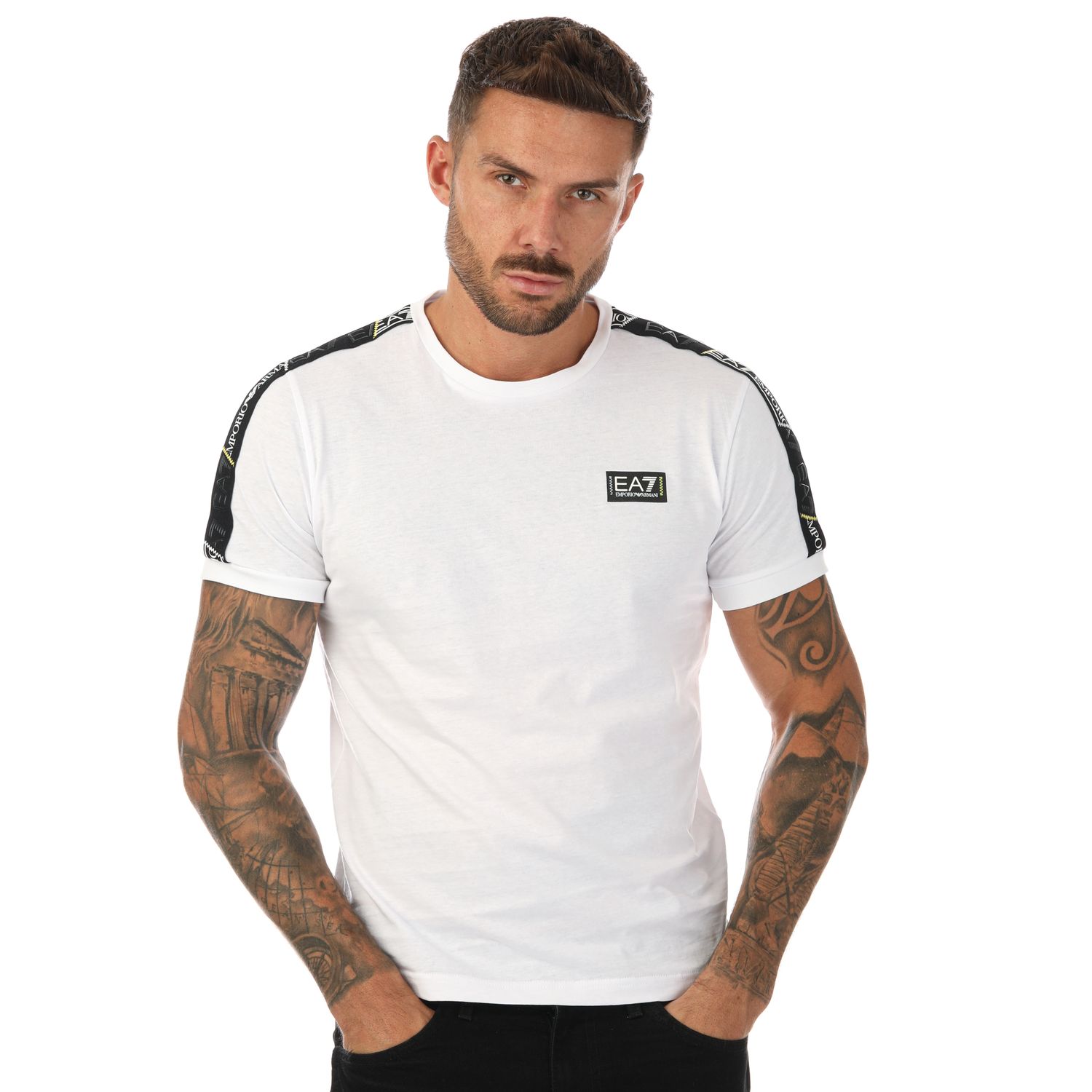 White Emporio Armani EA7 Mens Logo Series T-Shirt Get Label