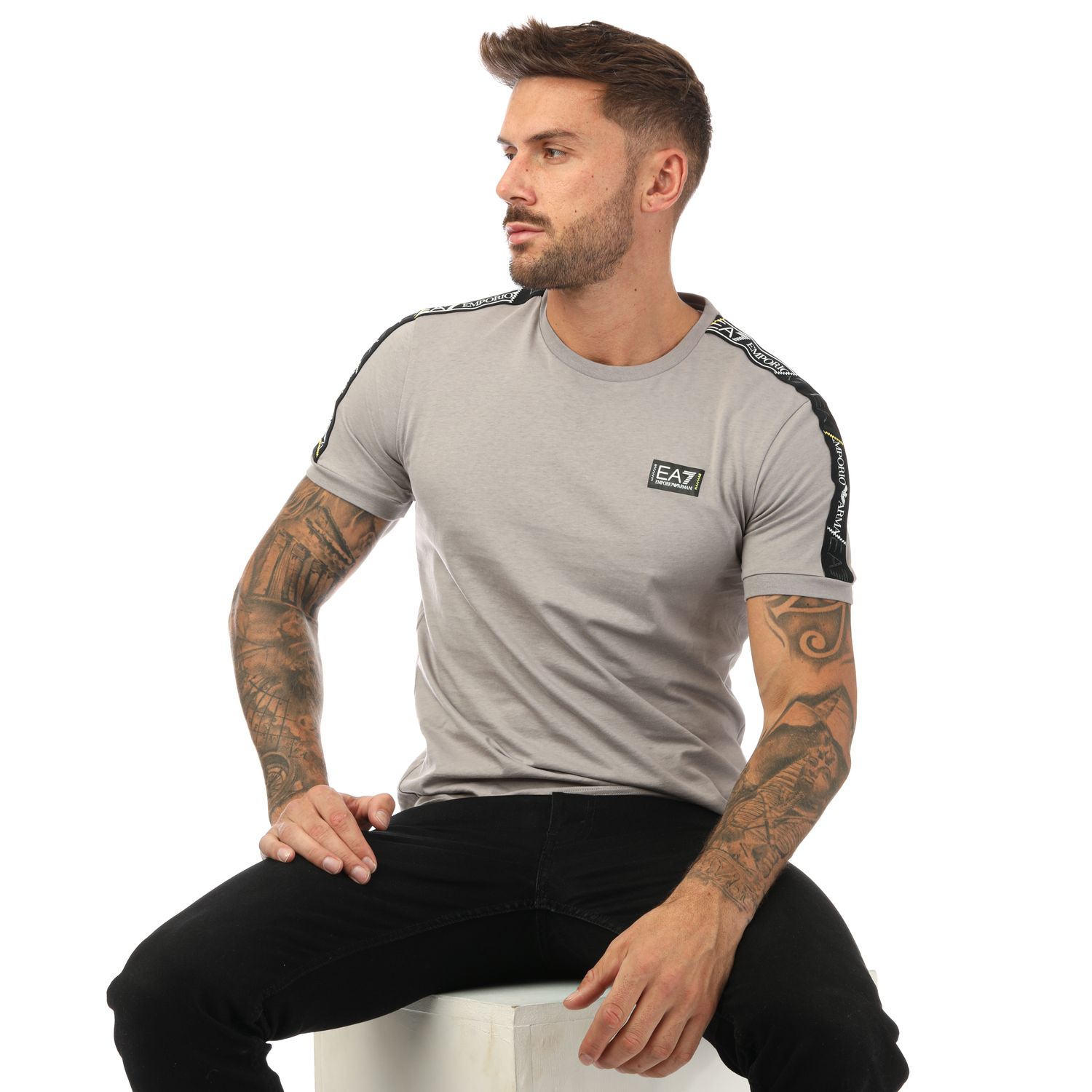 Grey Emporio Armani EA7 Mens Logo Series T-Shirt - Get The Label