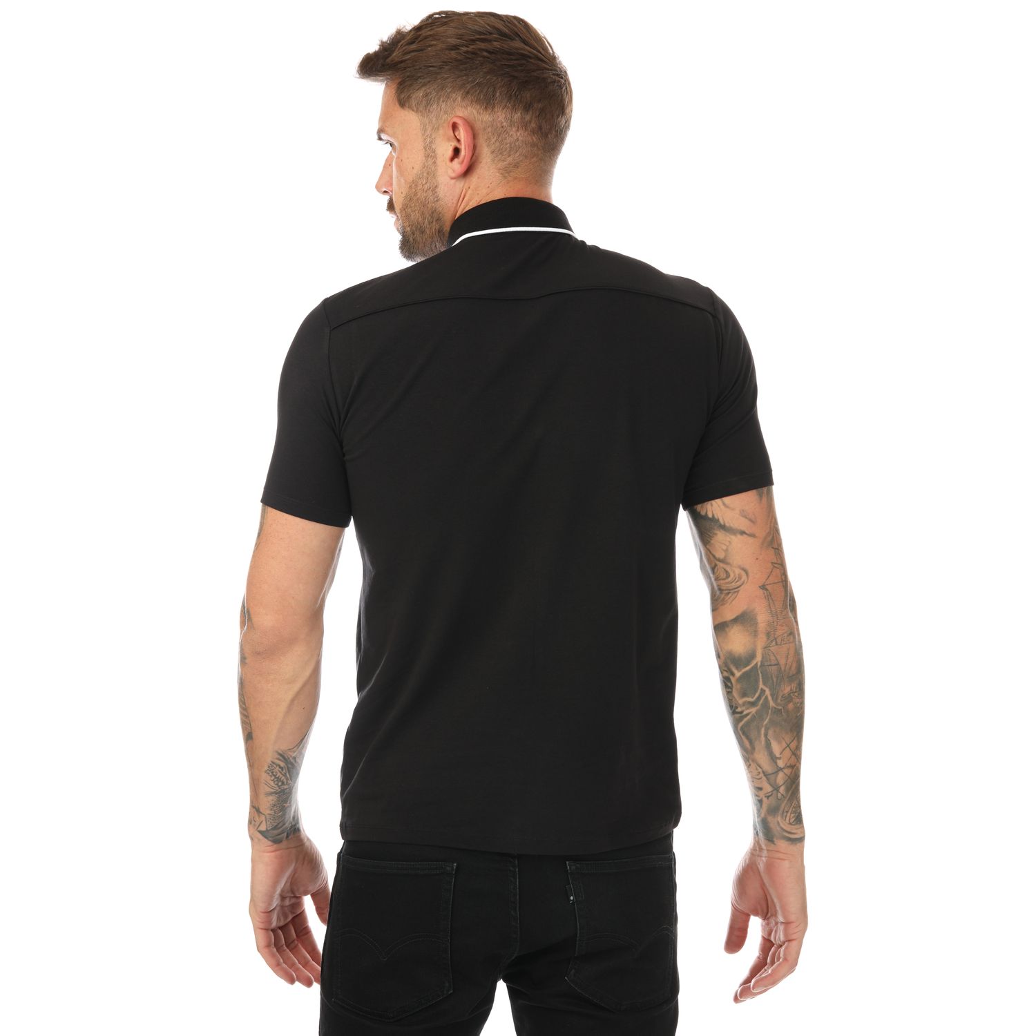 Black Armani Exchange Mens Bold Tipped Polo Shirt - Get The Label