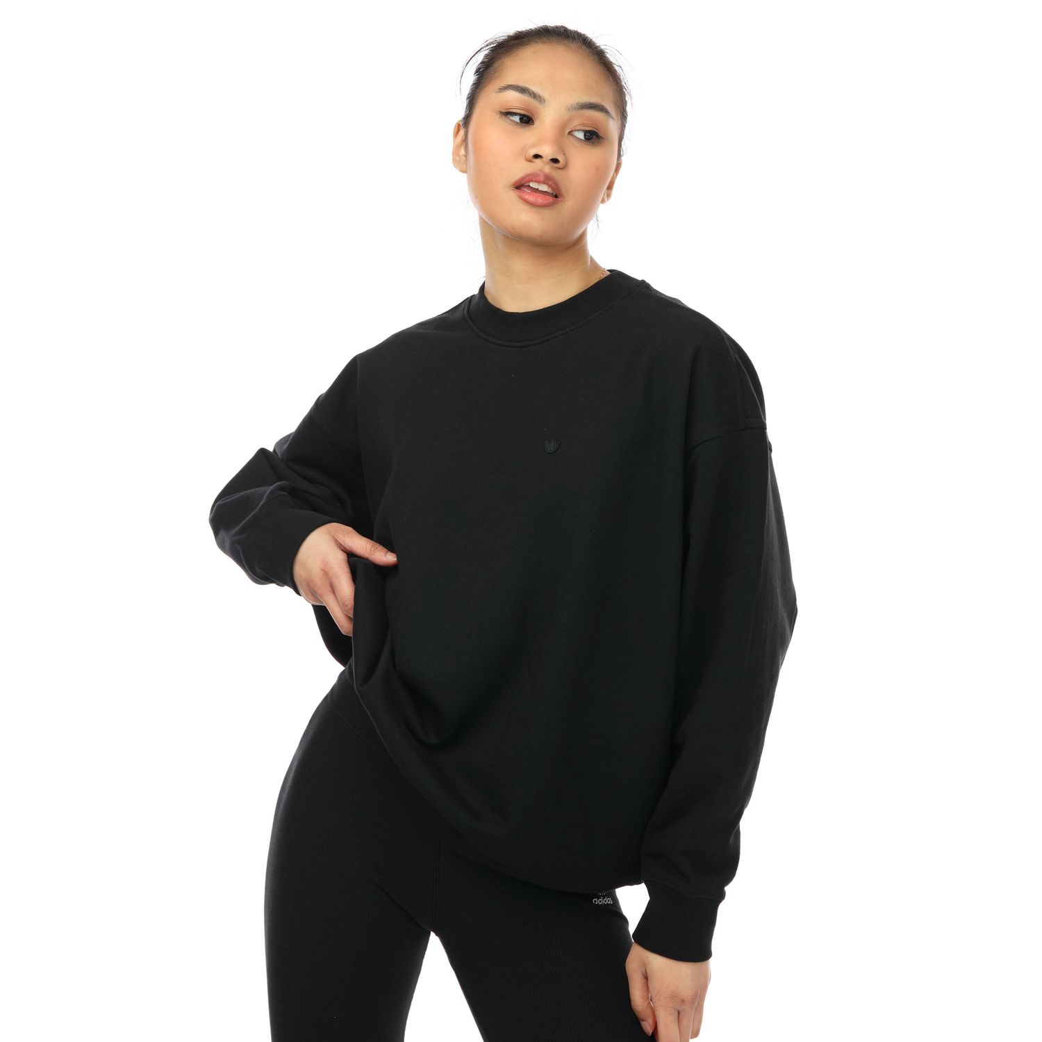 Black adidas Originals Womens Adicolor Oversized Sweatshirt - Get The Label