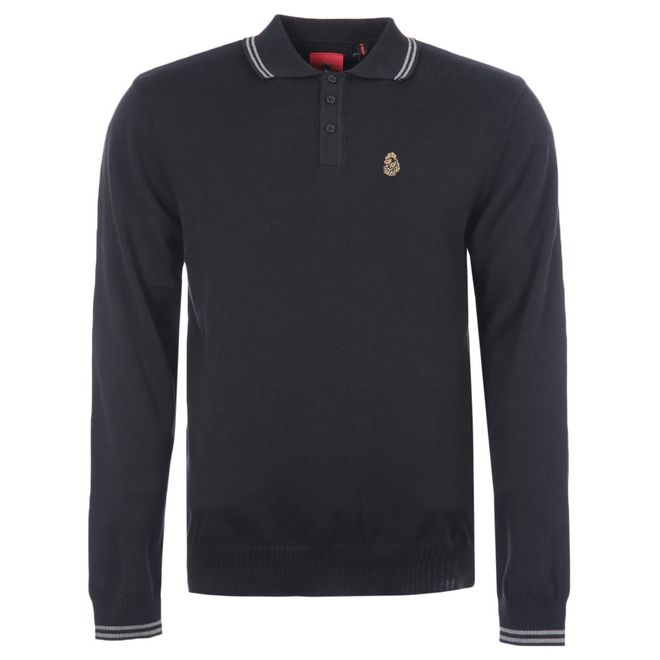 Polo manches longues maille lisere