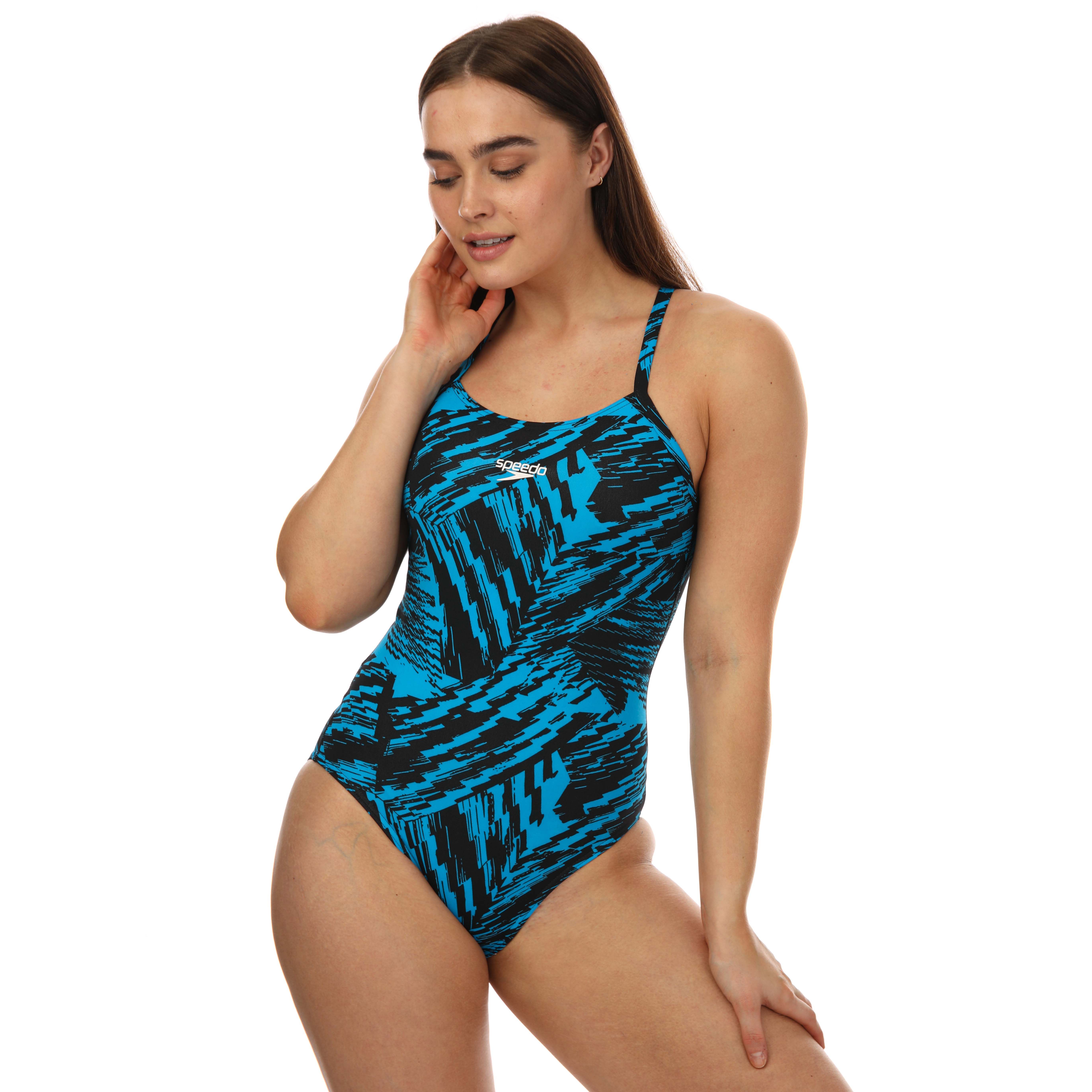 Womens Allover Fixed Crossback Swimsuit