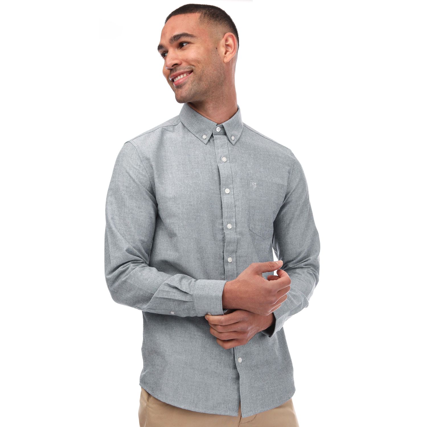 Navy Farah Mens Drayton Long Sleeve Polo Shirt - Get The Label