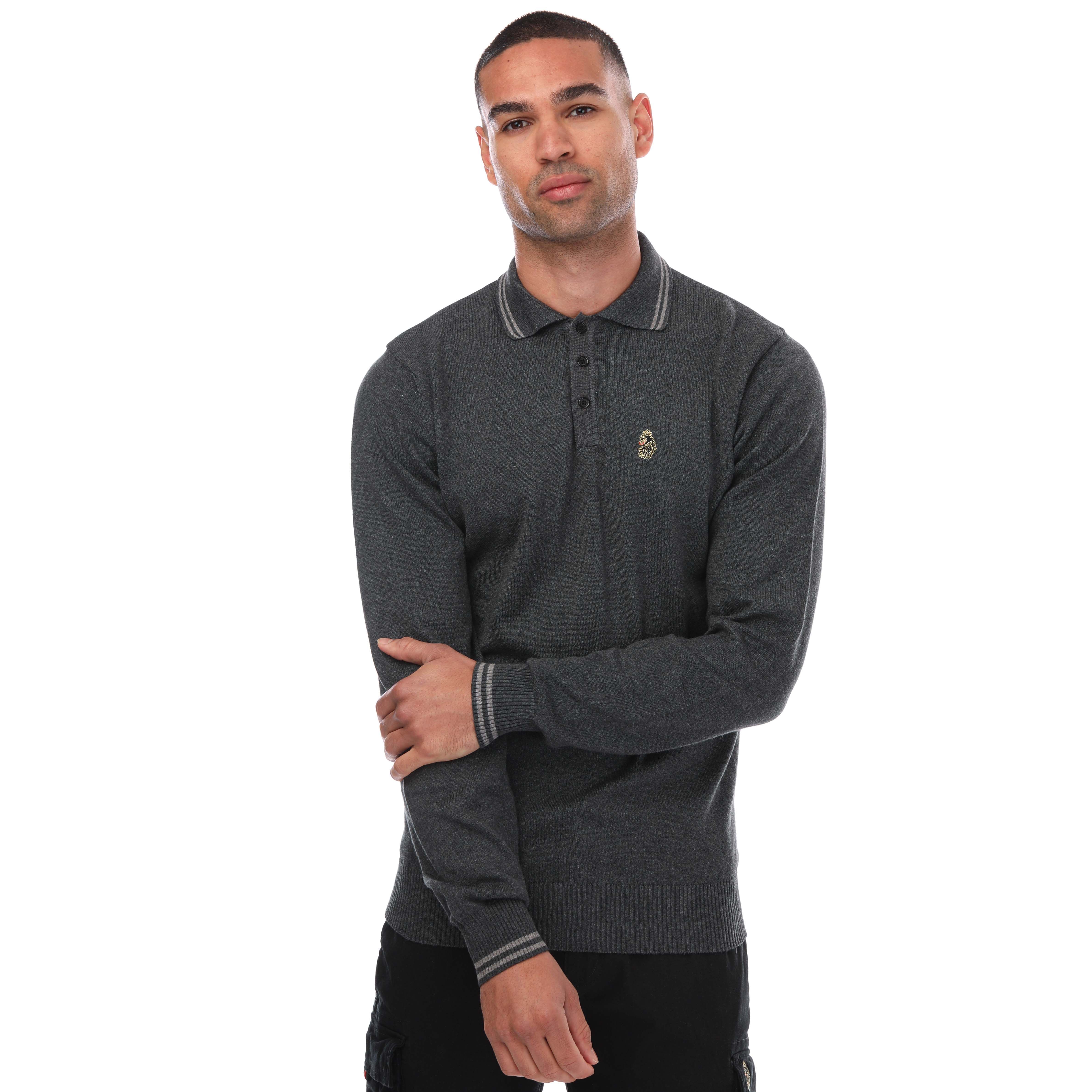 Mens Milk Tip Knitted Polo Shirt