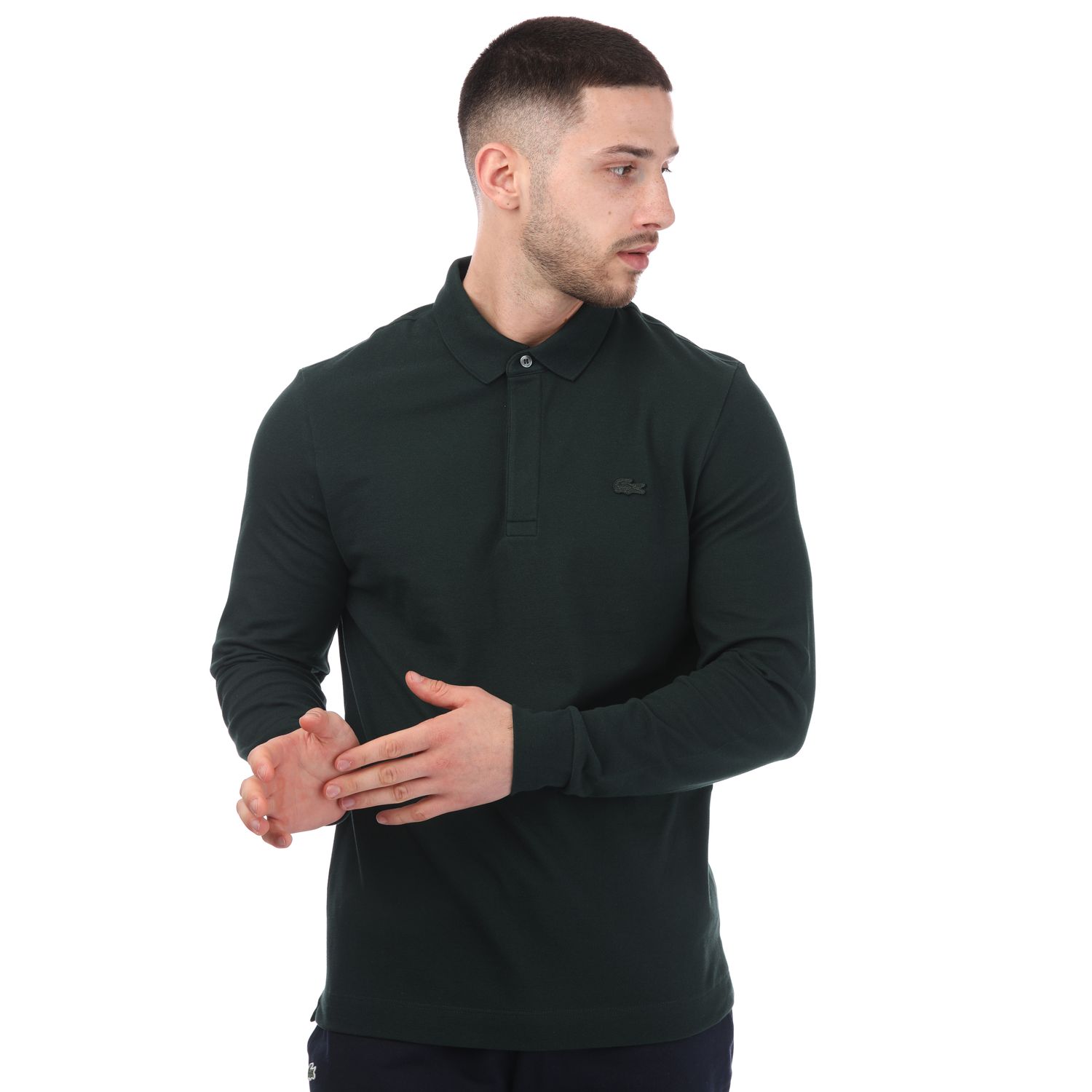 Green Lacoste Mens Smart Paris Long Sleeve Polo Shirt - Get The Label