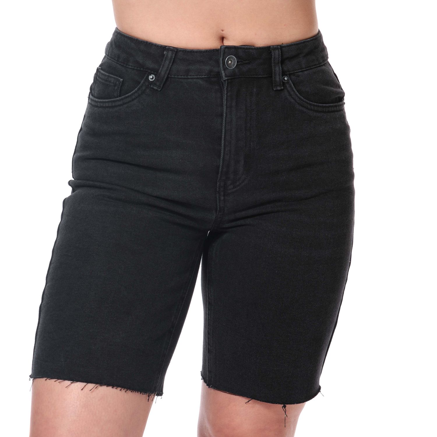 Black Vero Moda Womens Brenda High Rise Long Denim Shorts - Get The Label