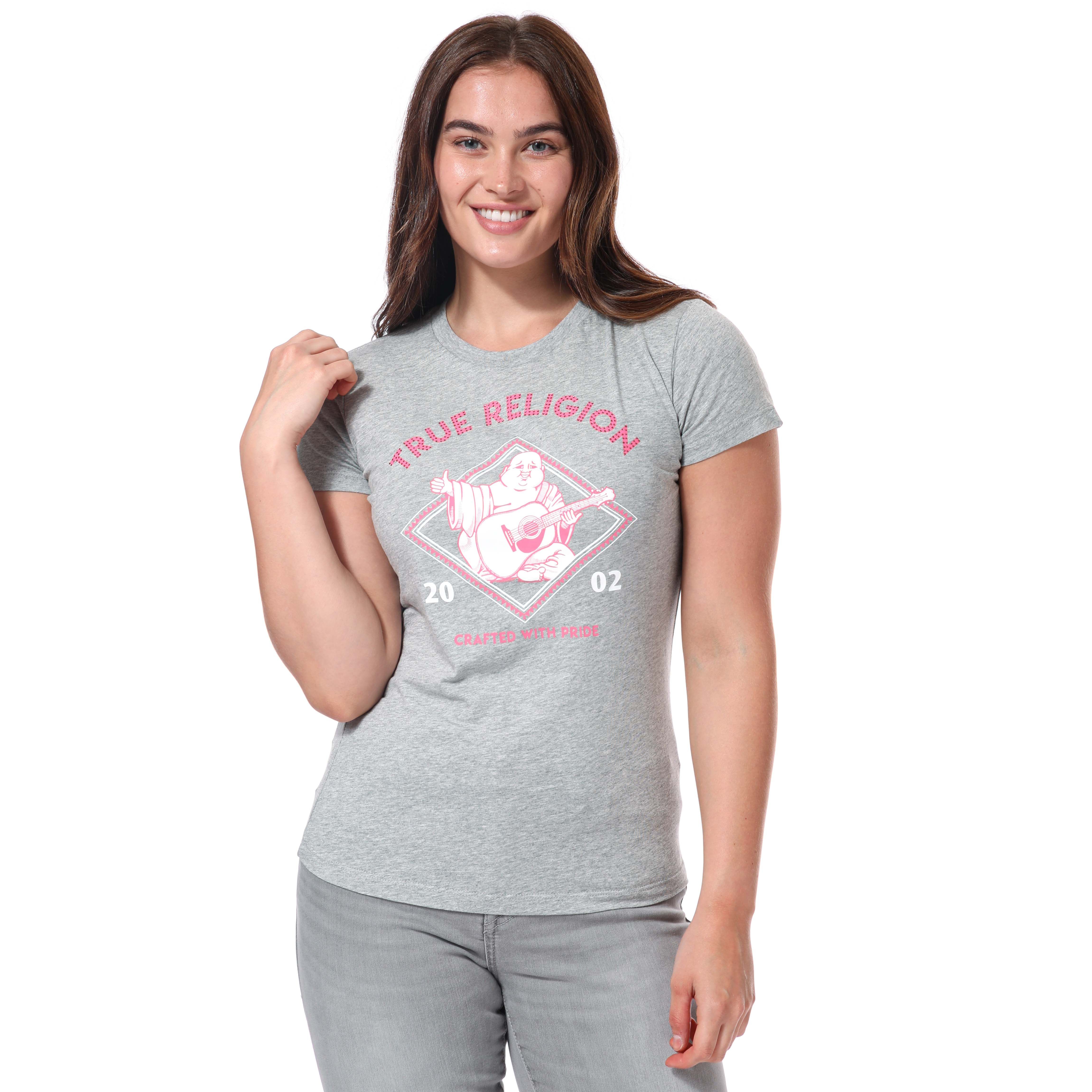 Womens Crystal Buddha Crew Neck T-Shirt