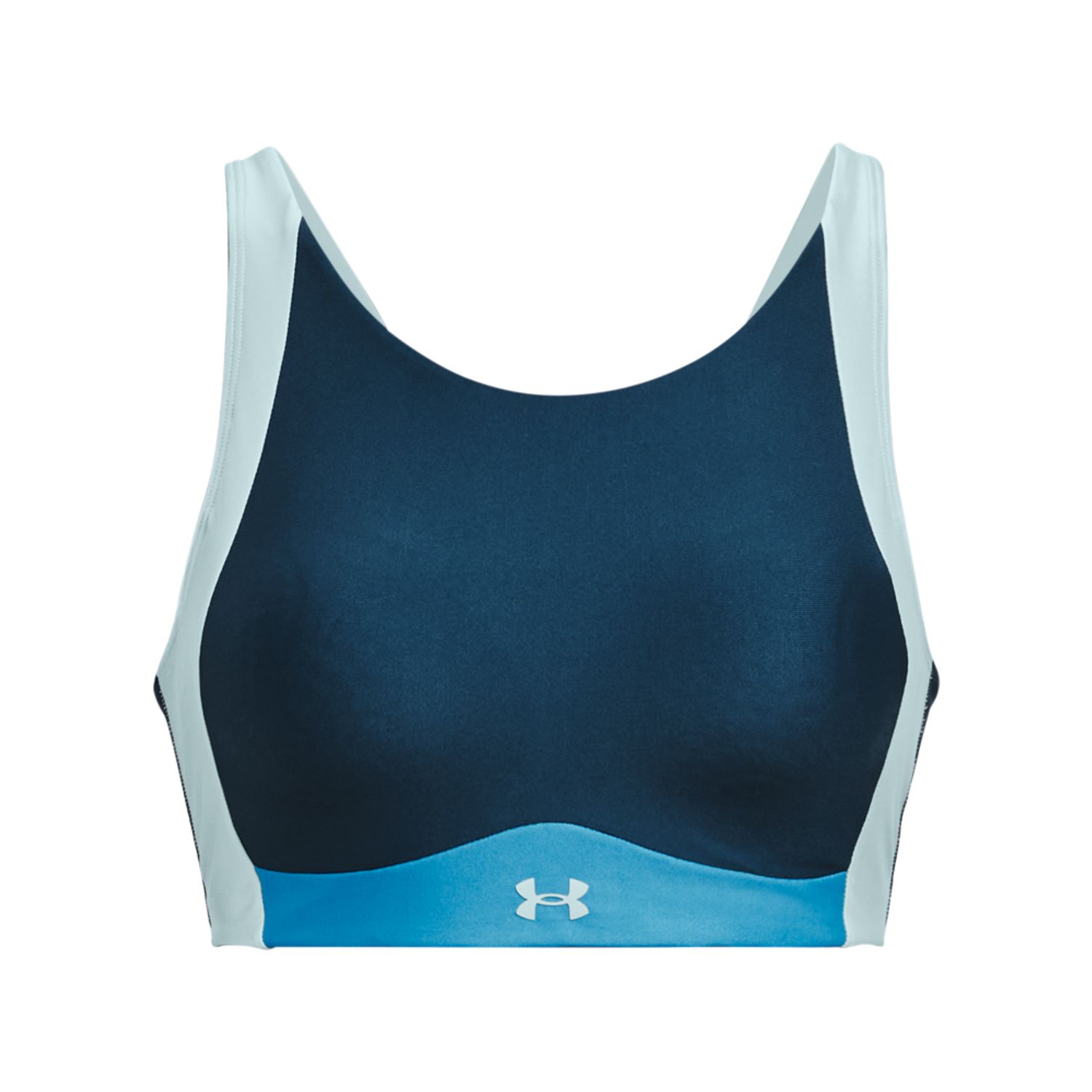 Blue Under Armour Womens UA Infinity Mid High Neck Shine Bra - Get The Label