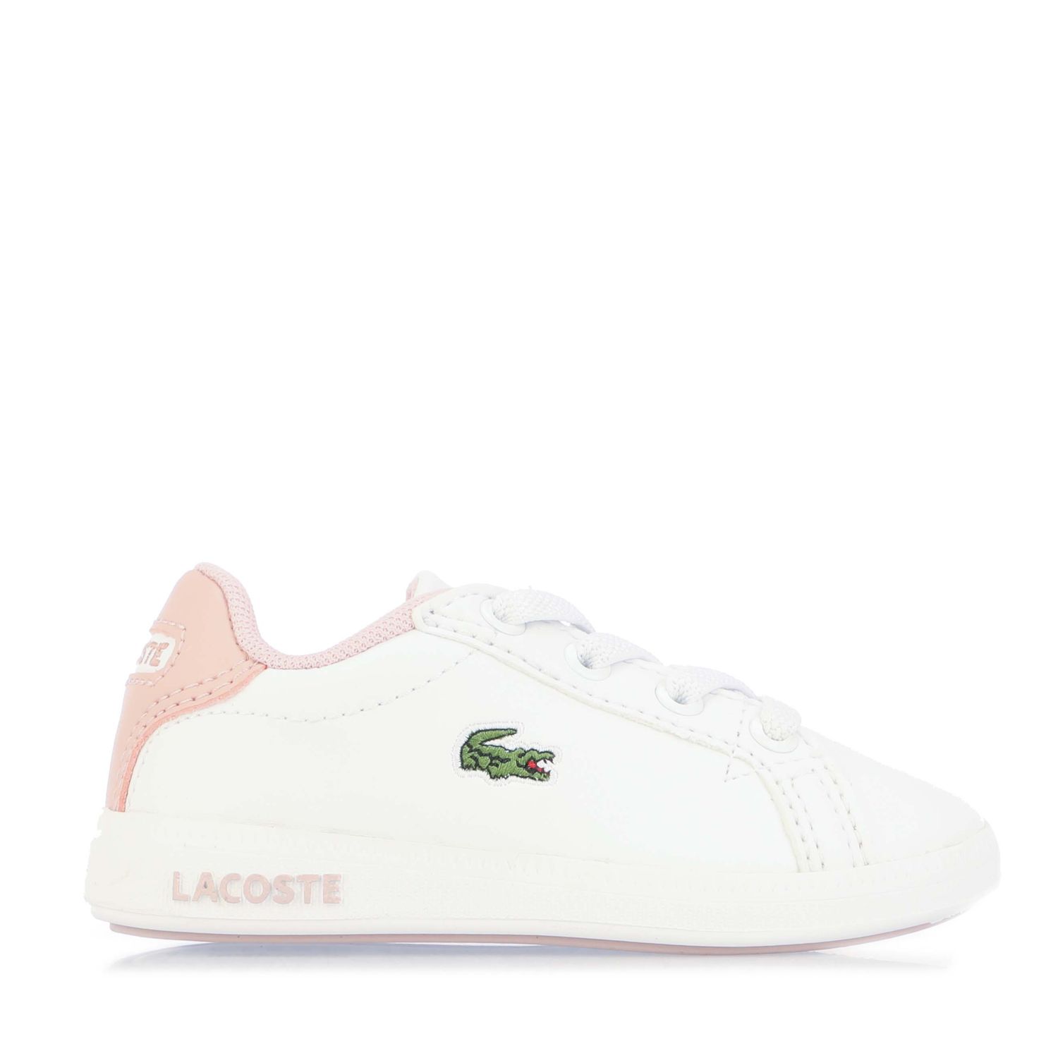 White pink Lacoste Infant Girls Graduate Trainers - Get The Label