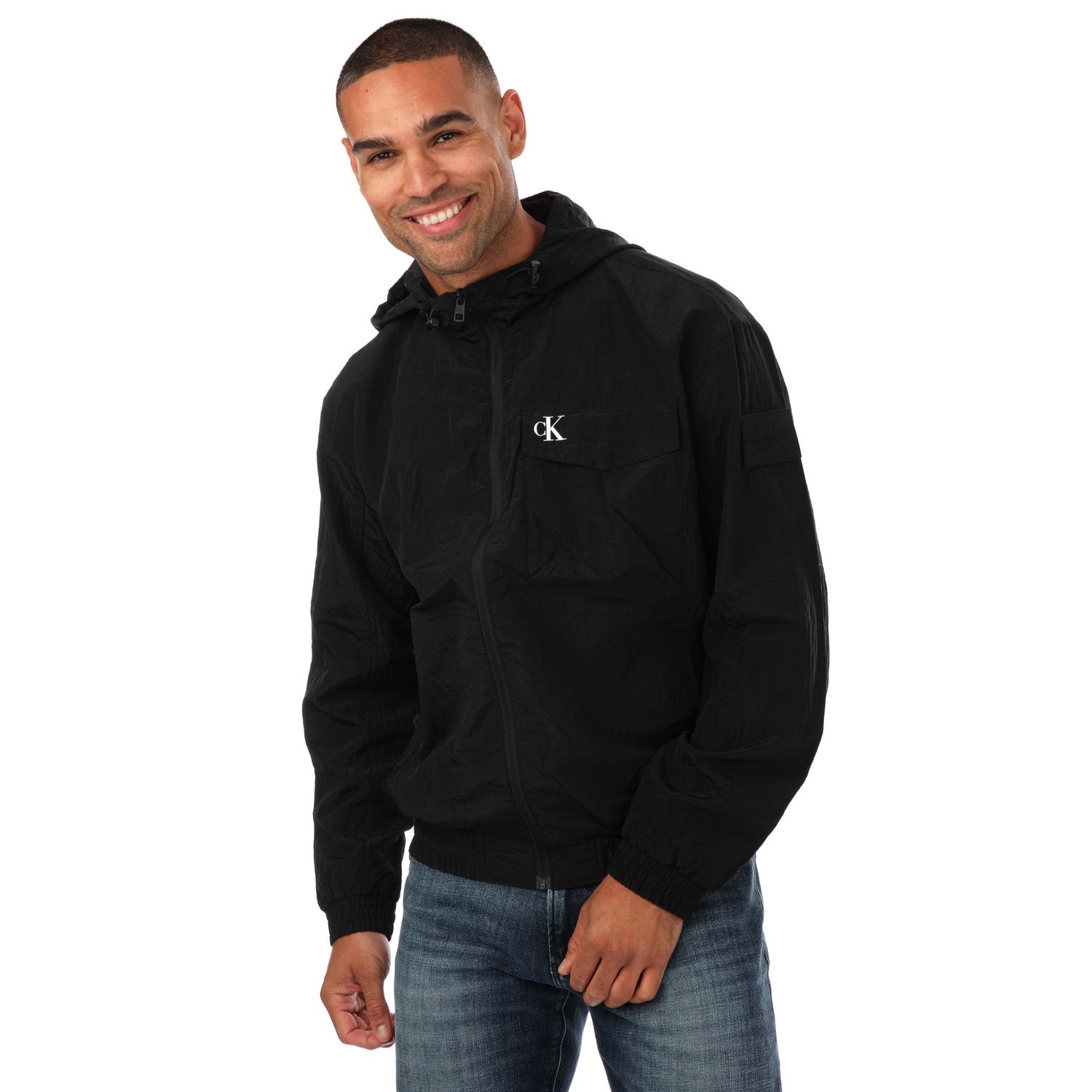 Ripstop Label Get Black Mens Jacket Calvin Klein The - Jeans Windbreaker