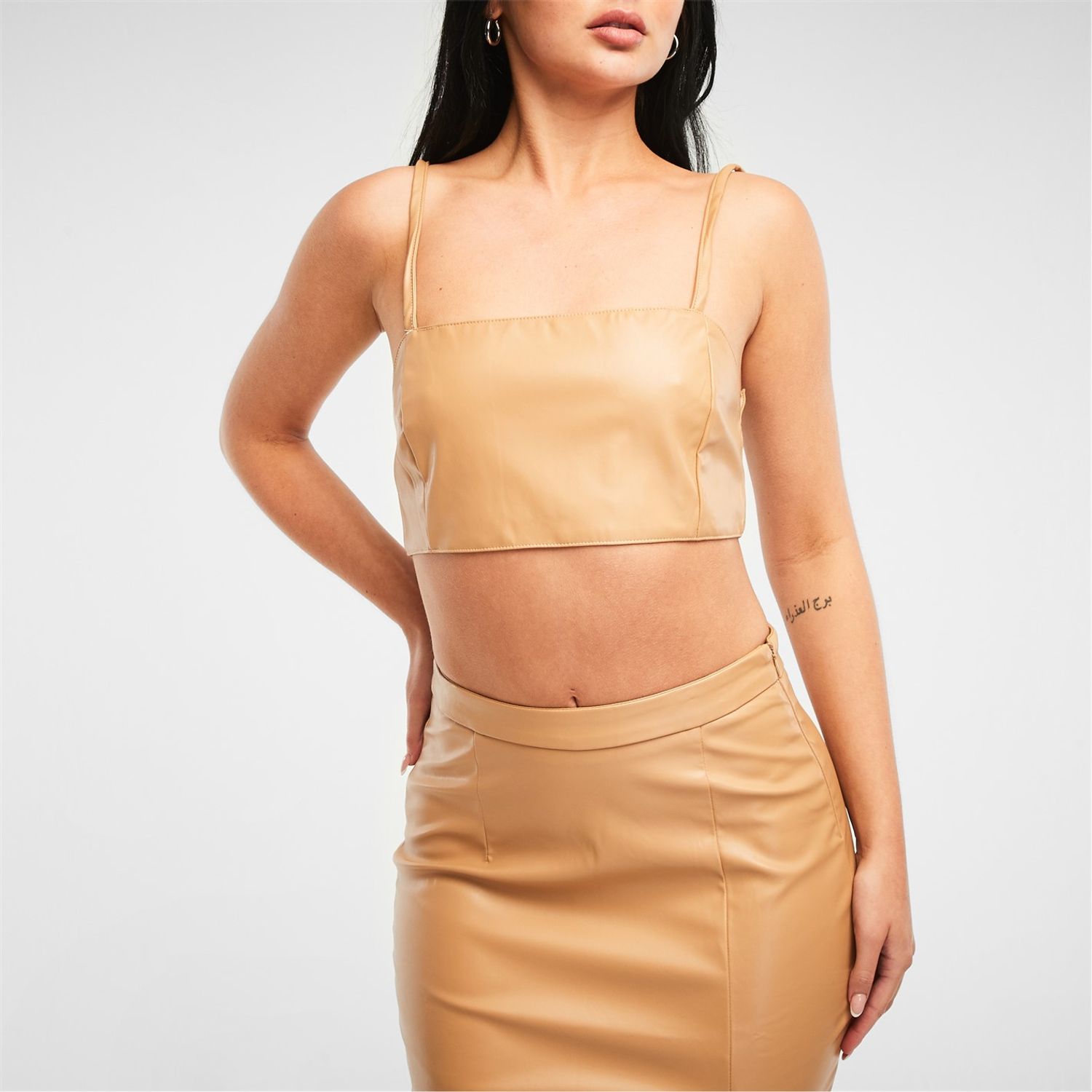 Brown Missguided Petite Square Neck Faux Leather Bralet - Get The