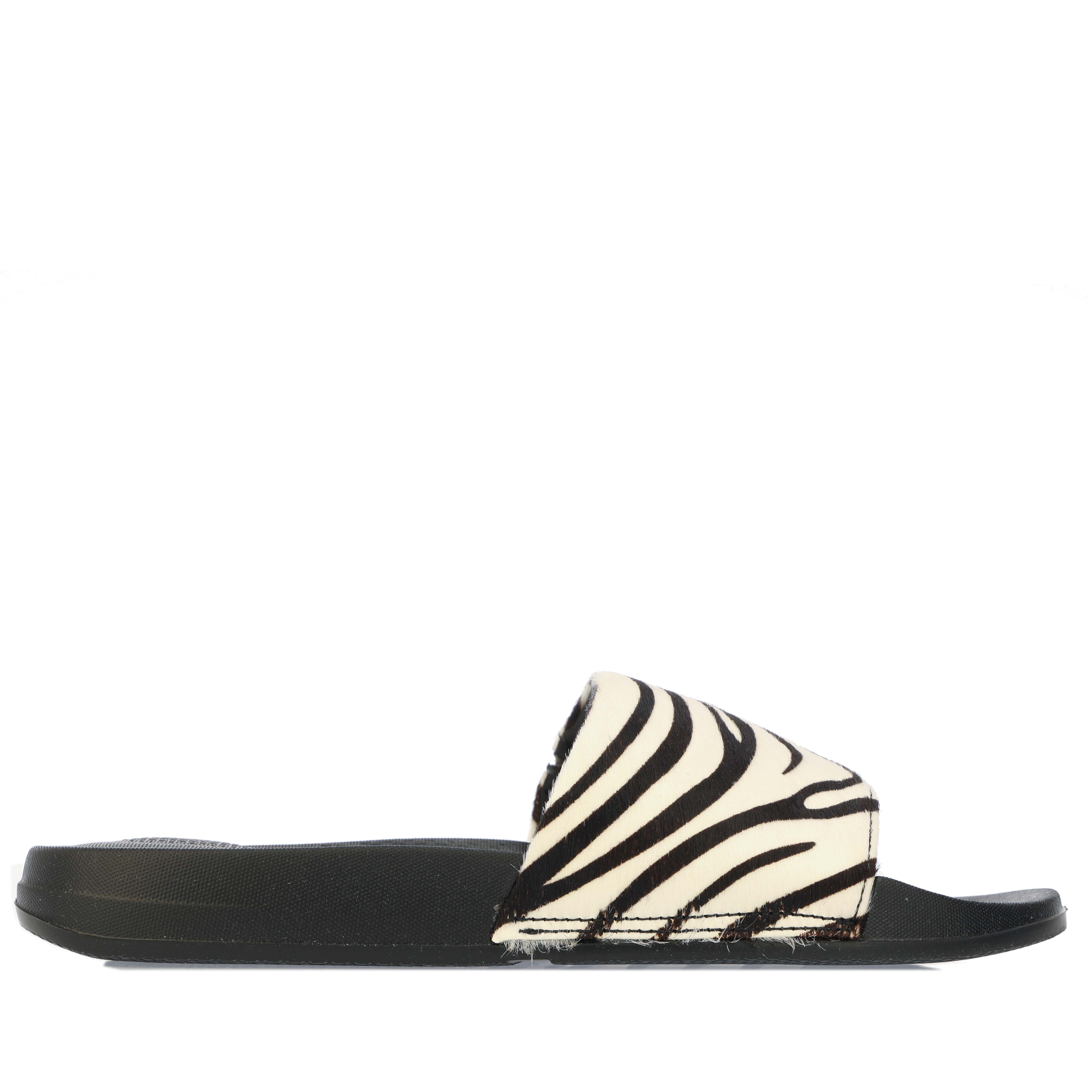 Womens iQushion Zebra Print Slide Sandals