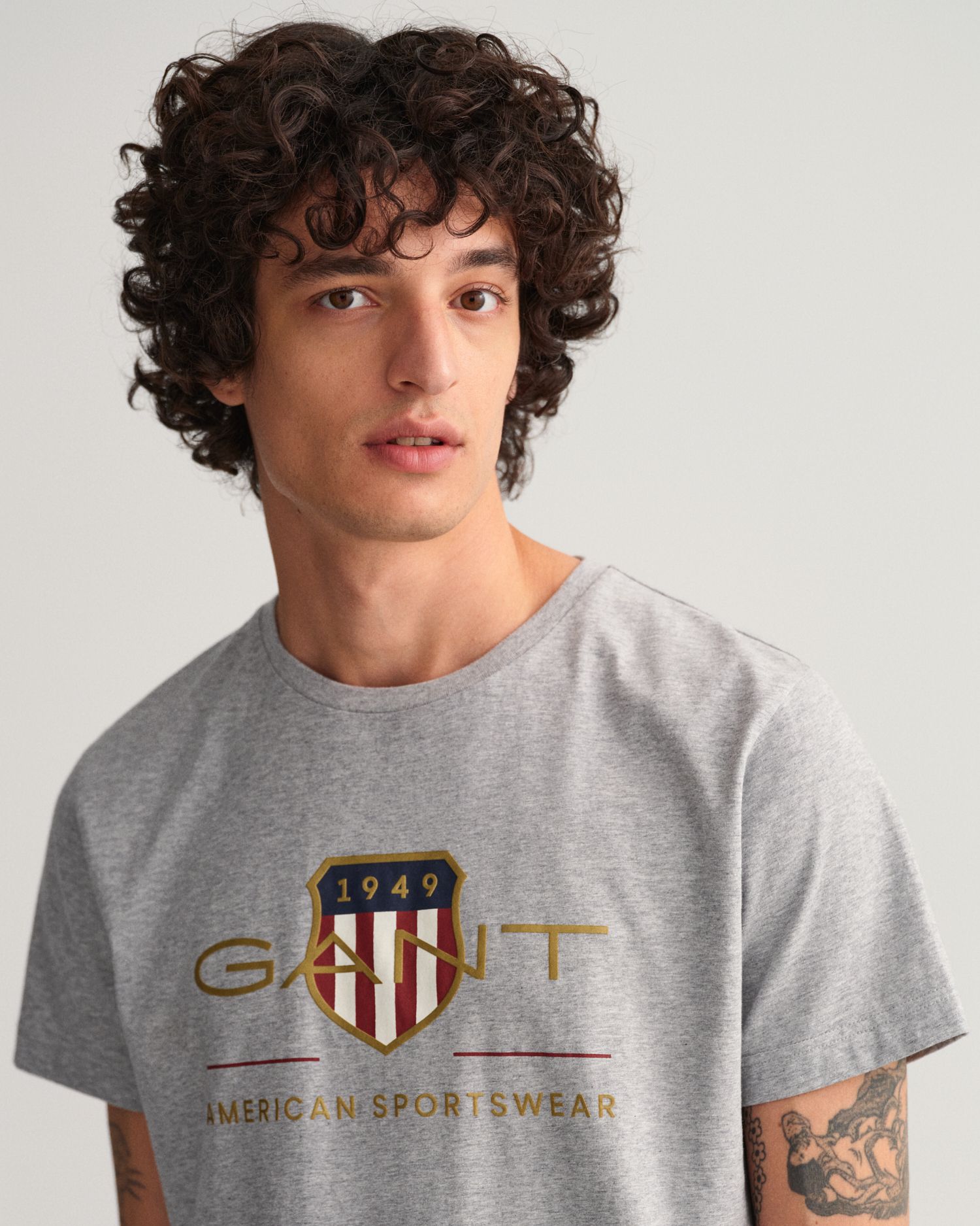 Grey Marl Gant Mens Archive Shield T-Shirt - Get The Label