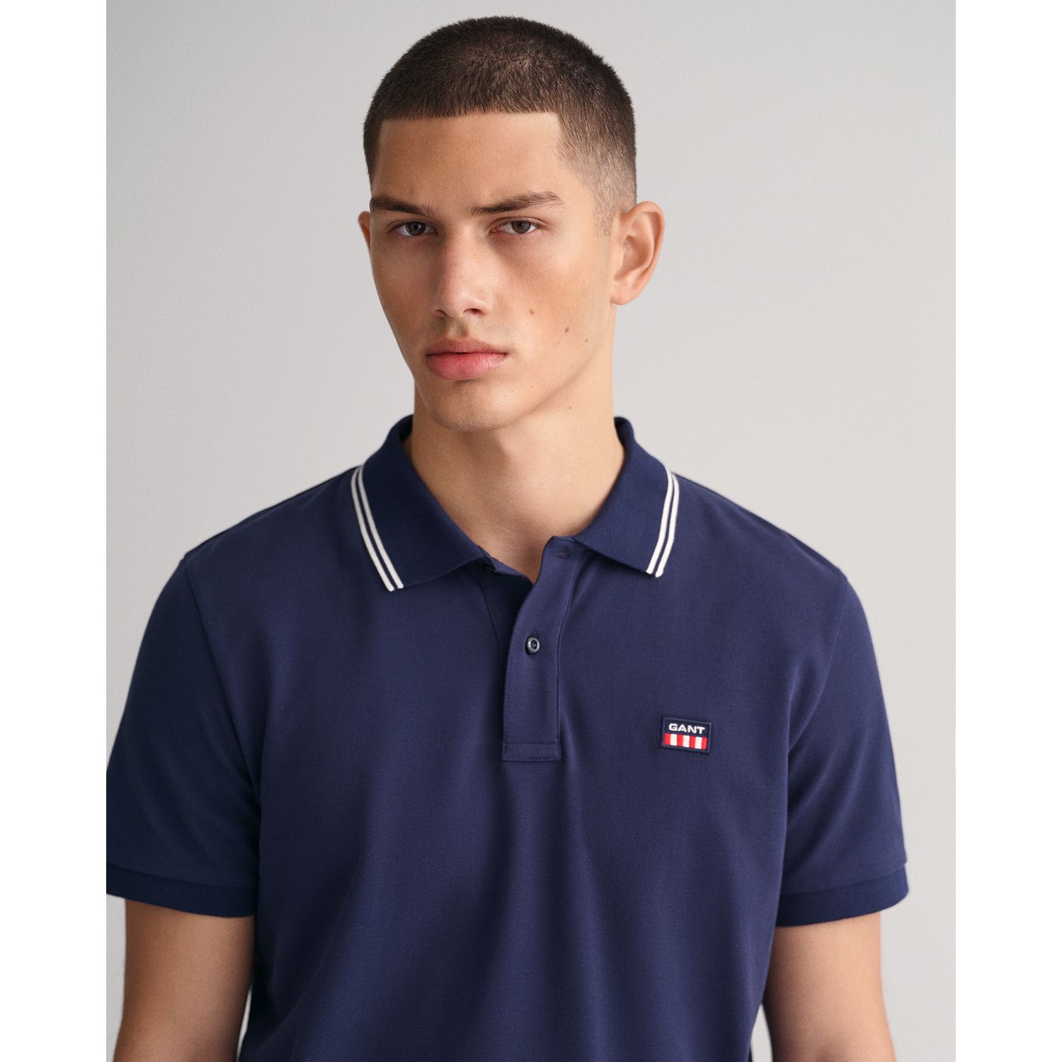 Blue Gant Mens Contrast Collar Polo Shirt - Get The Label