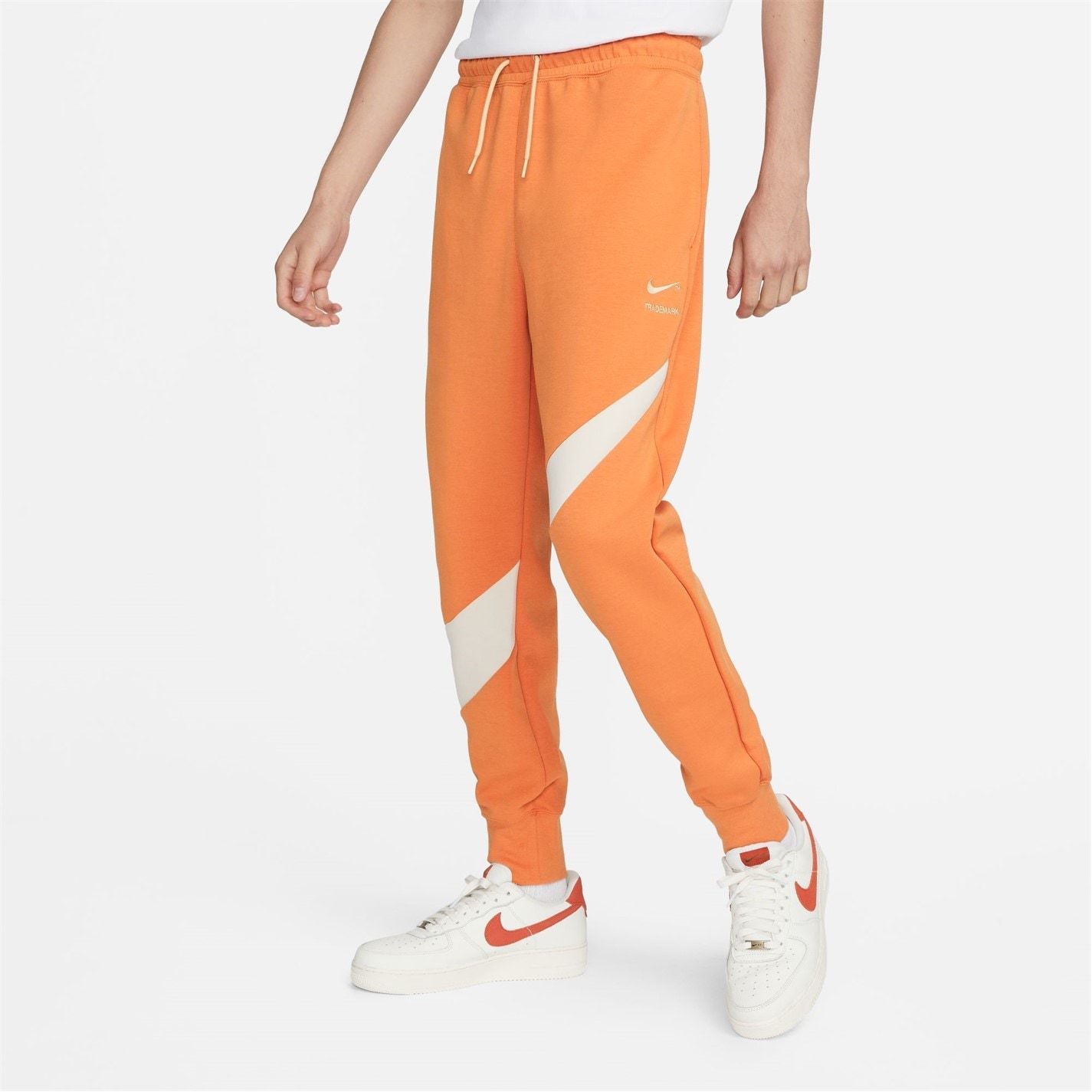 NIKE Jogger Pants XL Mens Orange Cream Terry Fleece Tapered Big