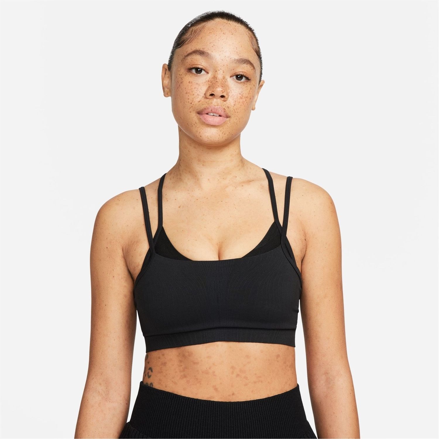 Black Nike Women's Yoga ADV Indy Seamless Sports Bra - Get The Label