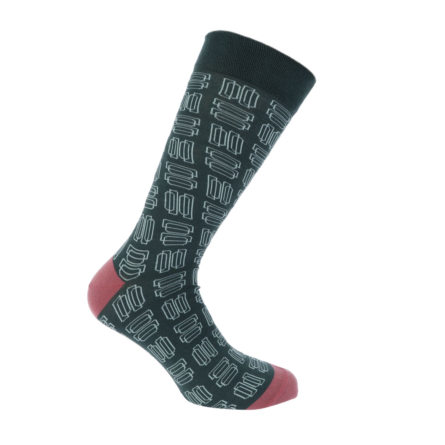 Green Ted Baker Mens Gridsoc Sock With Geometric Pattern - Get The Label