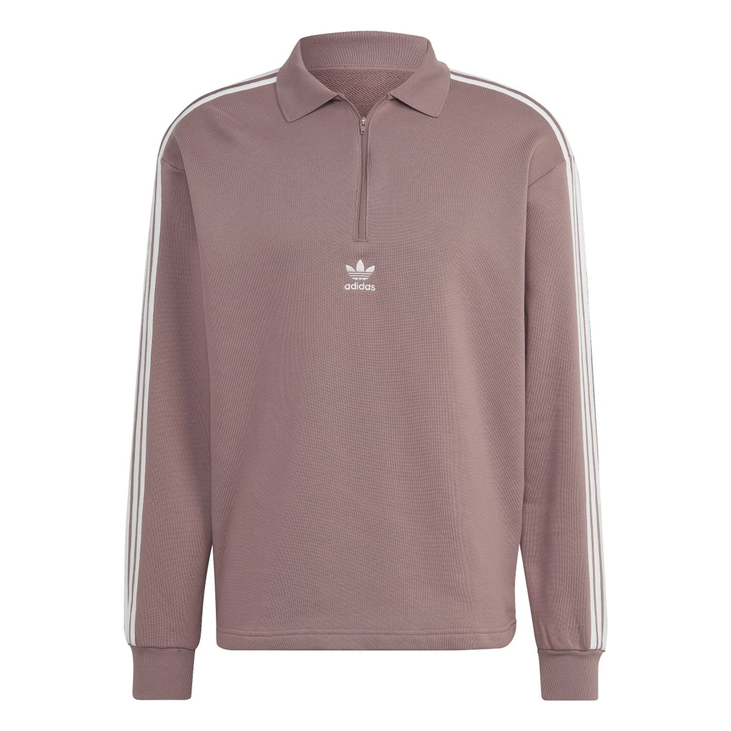 Purple adidas Originals Mens 3-Stripes Long Sleeve Polo Sweater - Get ...