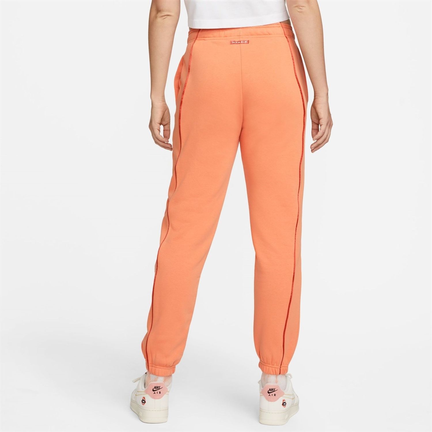 Orange Nike Air Women's Mid Rise Fleece Joggers - Get The Label