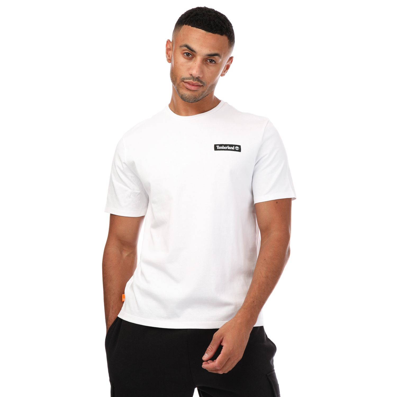 White Timberland Mens Woven Badge T-Shirt - Get The Label
