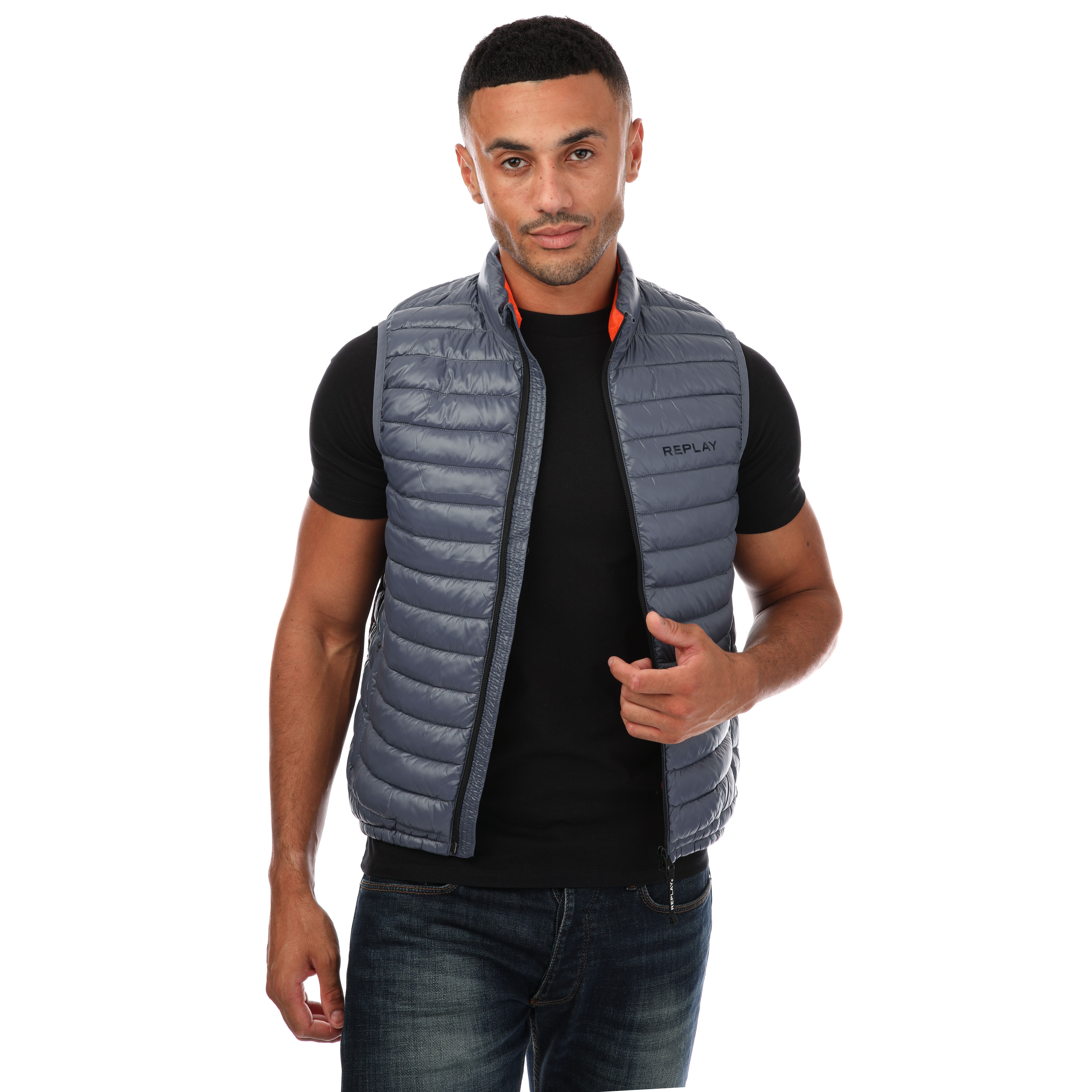 Replay Mens Recycled Nylon Gilet in Blue