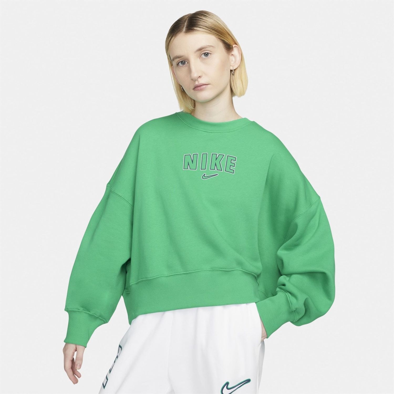 Green Nike Womens varsity oversized crop sweatshirt - Get The Label
