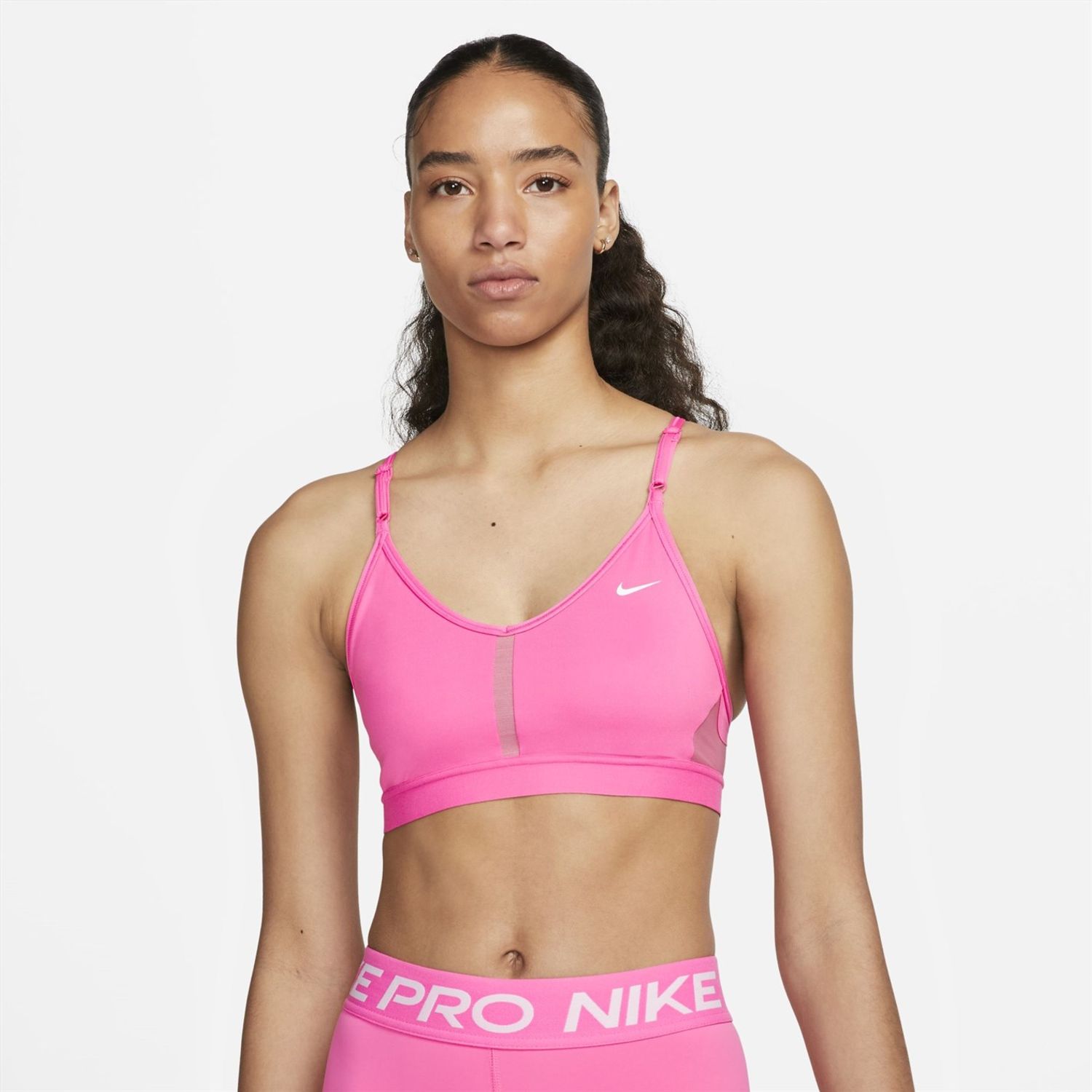 Pink Nike Womens Indy Light Support Logo Sports Bra - Get The Label