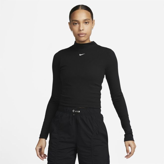 Essential Ribbed Mock-neck Long-sleeve Top