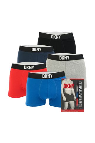 DKNY Men's Walpi Soft 5 Pack Boxer Briefs - Black/Grey/Red/Blue - M