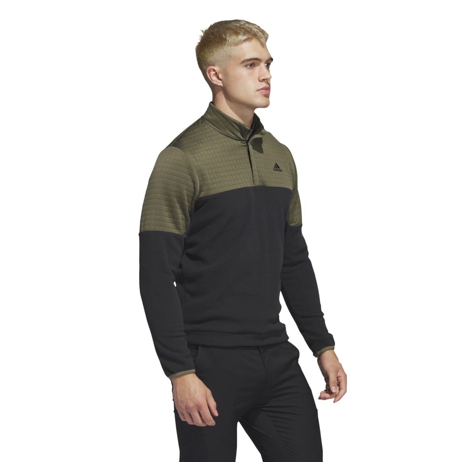 olive adidas Mens Golf DWR Colourblock 1/4 Zip Pullover - Get The Label